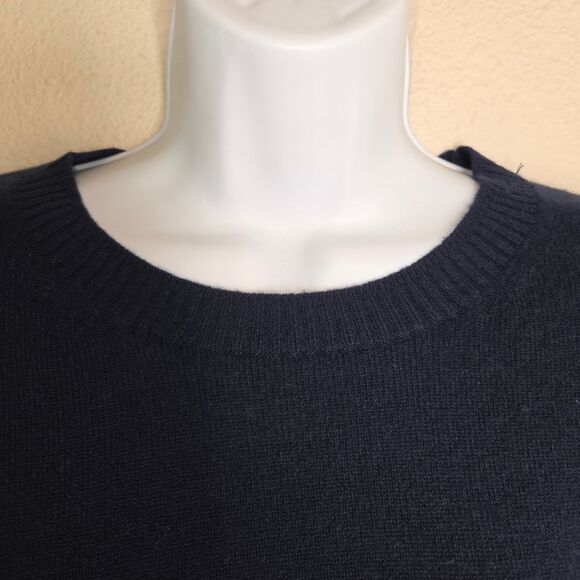 J. Crew Navy Blue Cashmere shrunken crewneck sweater Size Large - Picture 5 of 6